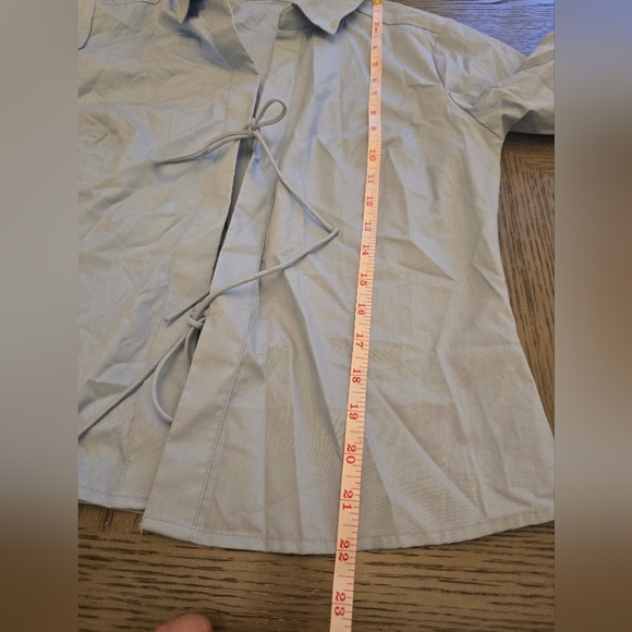 Abercrombie & Fitch Tie Front Long Sleeves Shirt Size Small In Blue - Picture 7 of 12